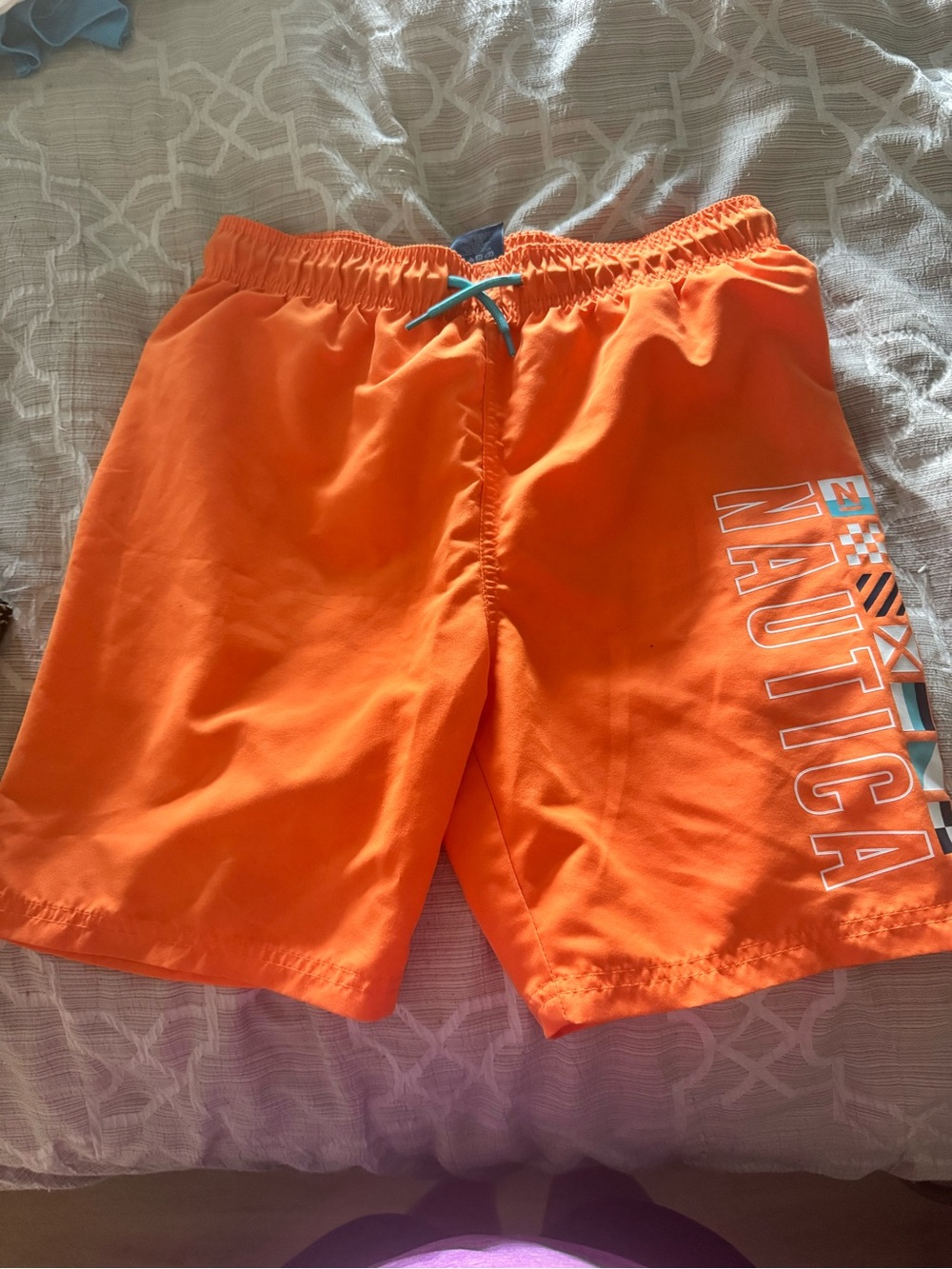 Nautica Bright Orange Men’s Swim Trunks with Side Logo